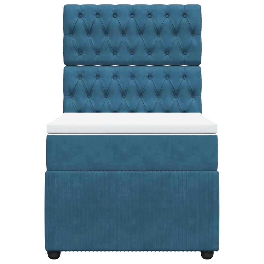 Boxspring met matras fluweel blauw 90x190 cm Bedden & bedframes | Creëer jouw Trendy Thuis | Gratis bezorgd & Retour | Trendy.nl