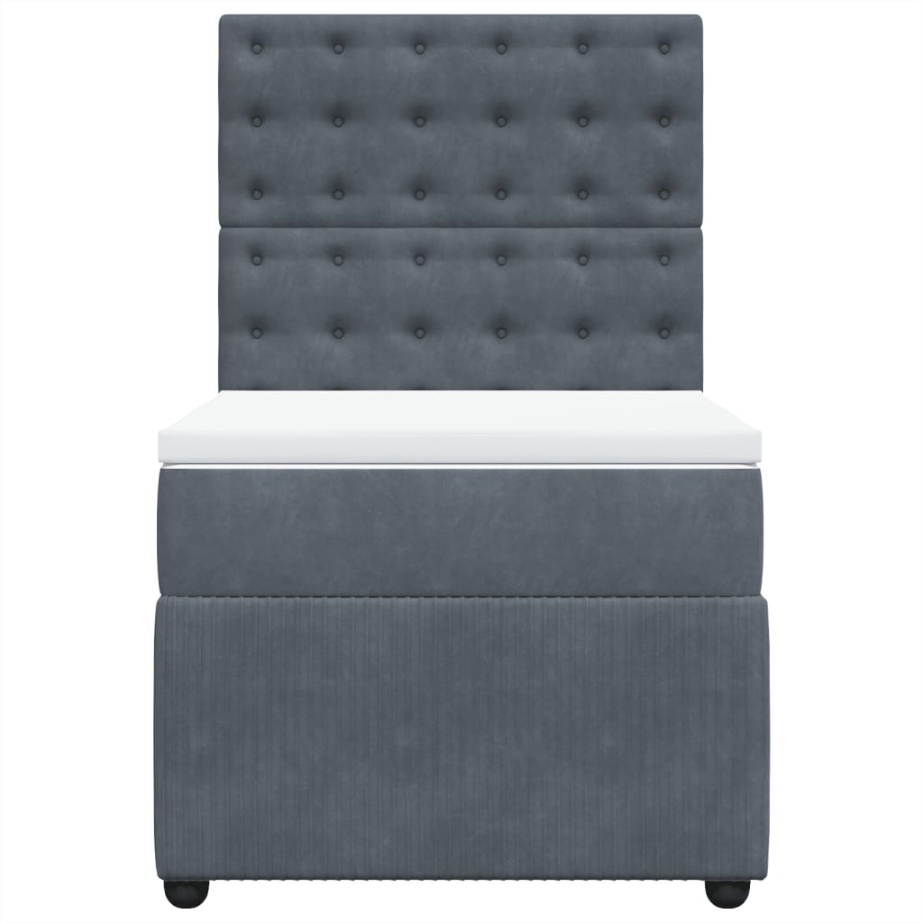 Boxspring met matras fluweel donkergrijs 90x190 cm Bedden & bedframes | Creëer jouw Trendy Thuis | Gratis bezorgd & Retour | Trendy.nl