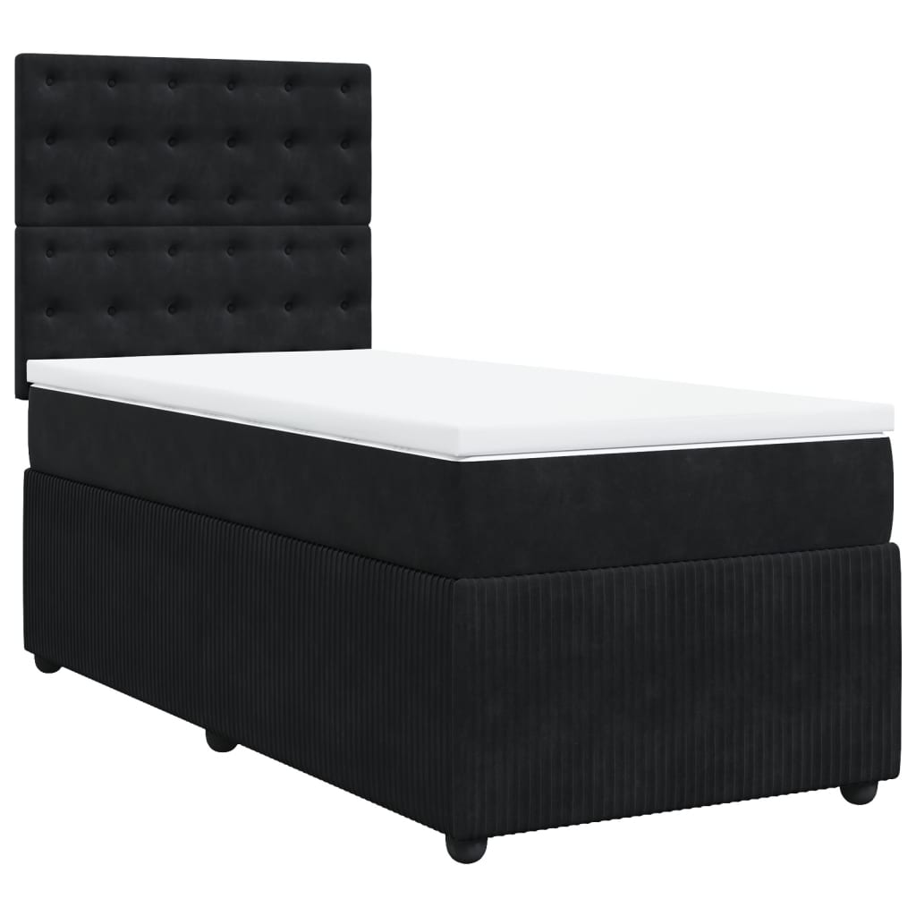 Boxspring met matras fluweel zwart 90x190 cm Bedden & bedframes | Creëer jouw Trendy Thuis | Gratis bezorgd & Retour | Trendy.nl