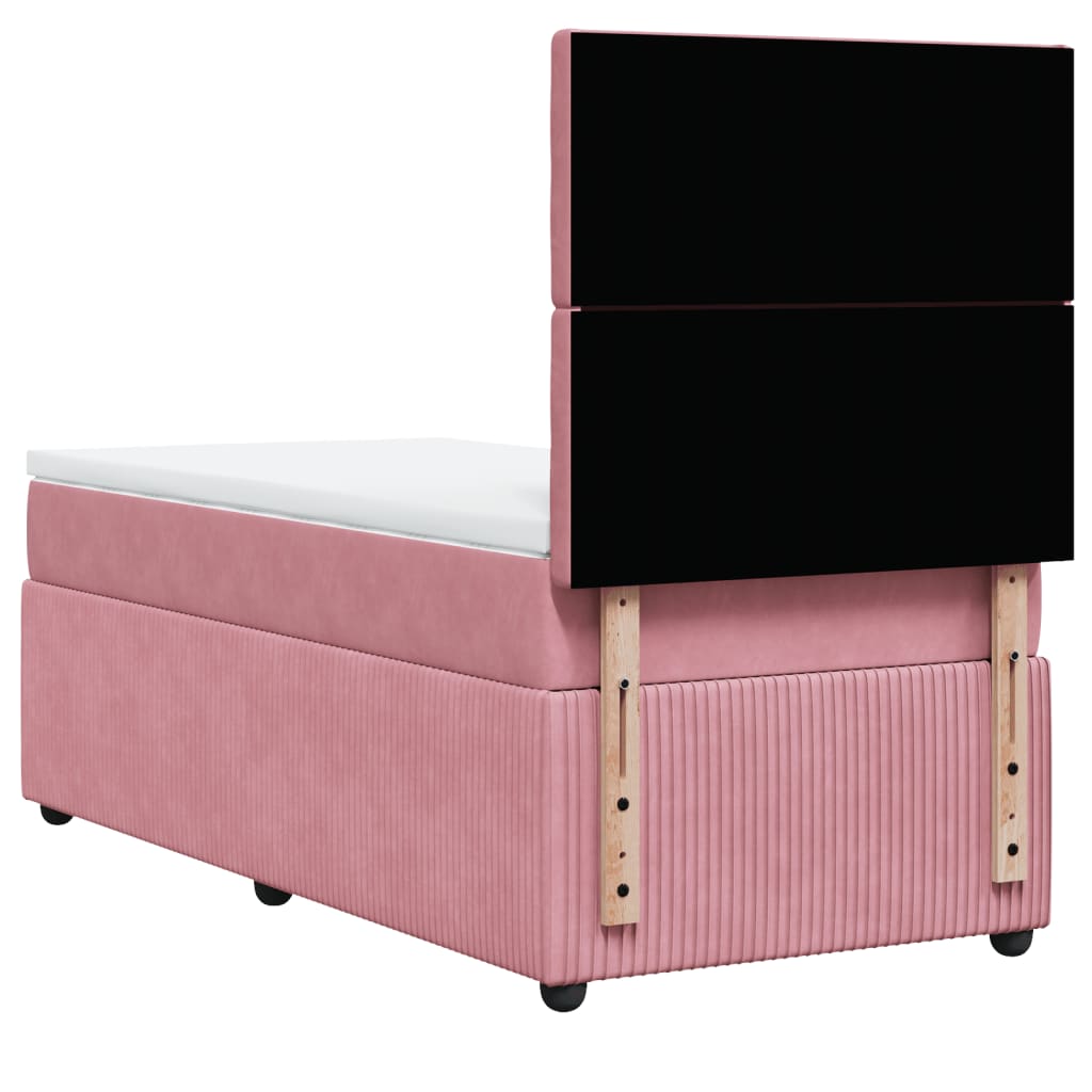 Boxspring met matras fluweel roze 90x190 cm