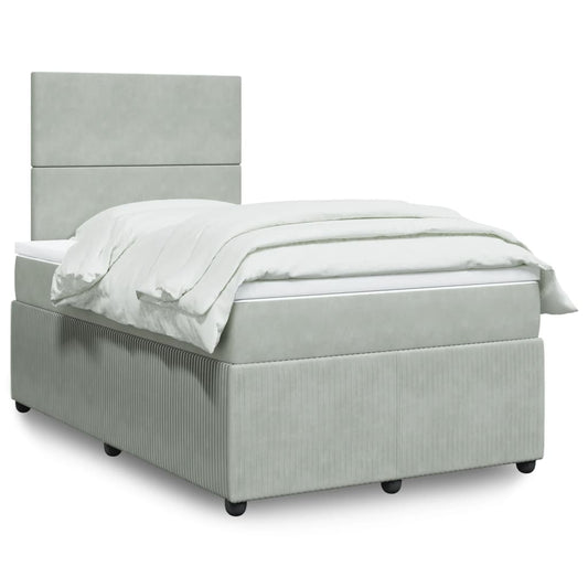 Boxspring met matras fluweel lichtgrijs 120x190 cm Bedden & bedframes | Creëer jouw Trendy Thuis | Gratis bezorgd & Retour | Trendy.nl