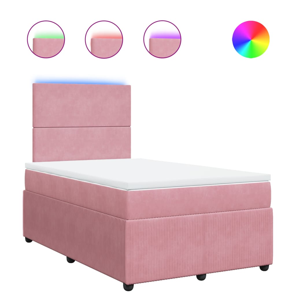 Boxspring met matras fluweel roze 120x190 cm Bedden & bedframes | Creëer jouw Trendy Thuis | Gratis bezorgd & Retour | Trendy.nl