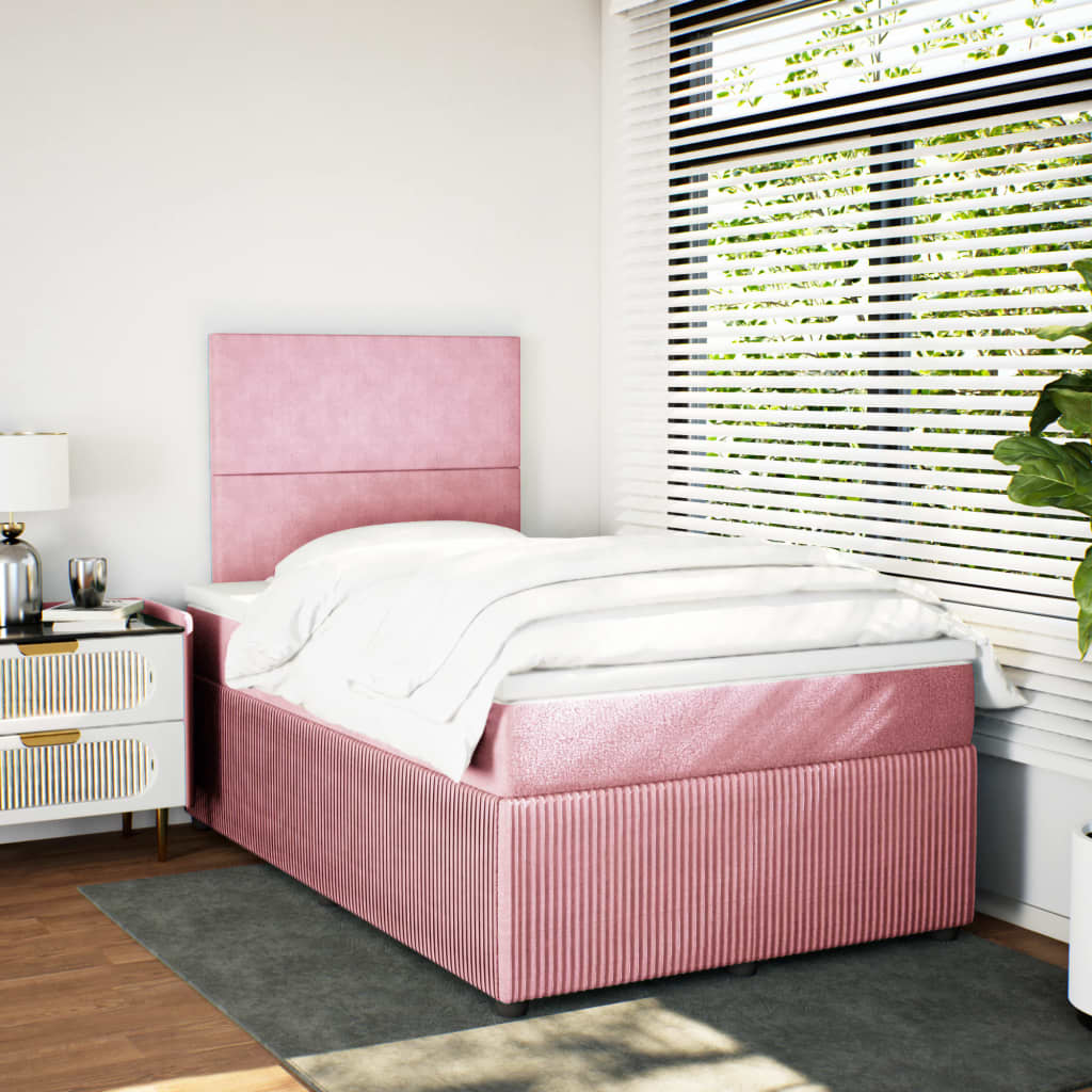 Boxspring met matras fluweel roze 120x190 cm Bedden & bedframes | Creëer jouw Trendy Thuis | Gratis bezorgd & Retour | Trendy.nl