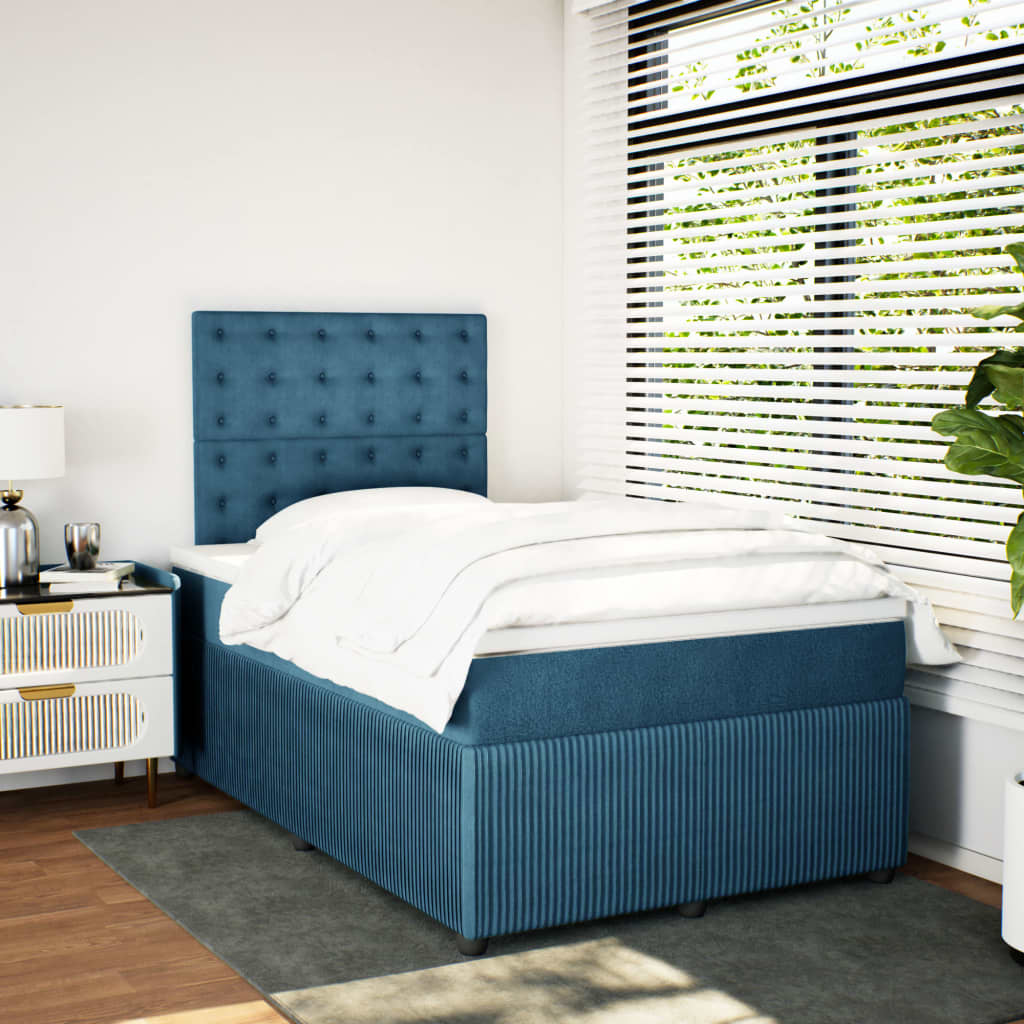 Boxspring met matras fluweel blauw 120x200 cm