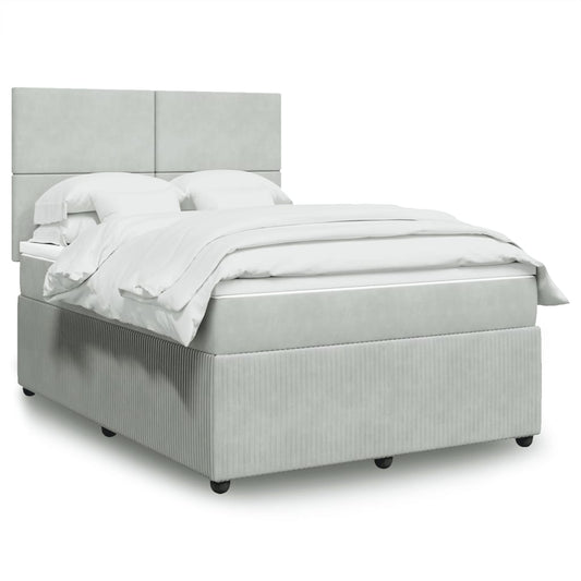 Boxspring met matras fluweel lichtgrijs 140x190 cm Bedden & bedframes | Creëer jouw Trendy Thuis | Gratis bezorgd & Retour | Trendy.nl