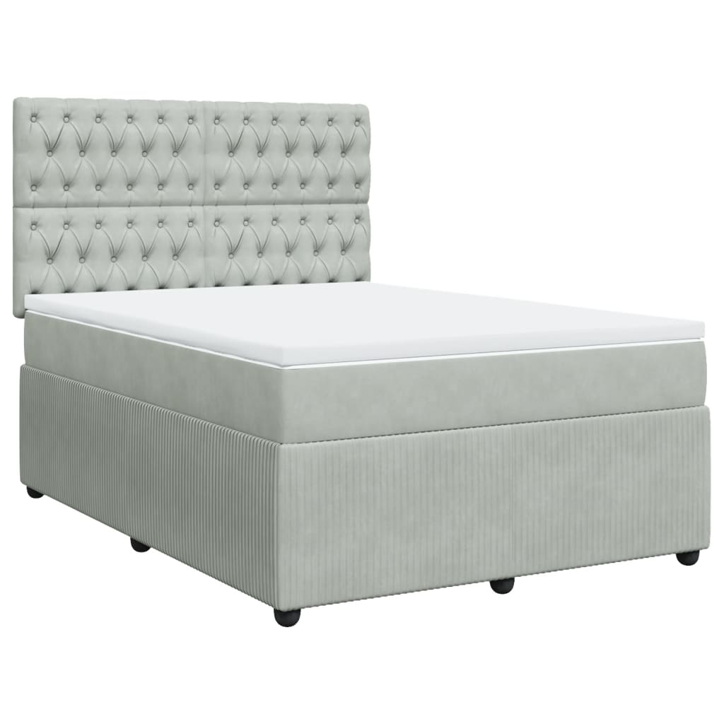 Boxspring met matras fluweel lichtgrijs 140x190 cm Bedden & bedframes | Creëer jouw Trendy Thuis | Gratis bezorgd & Retour | Trendy.nl