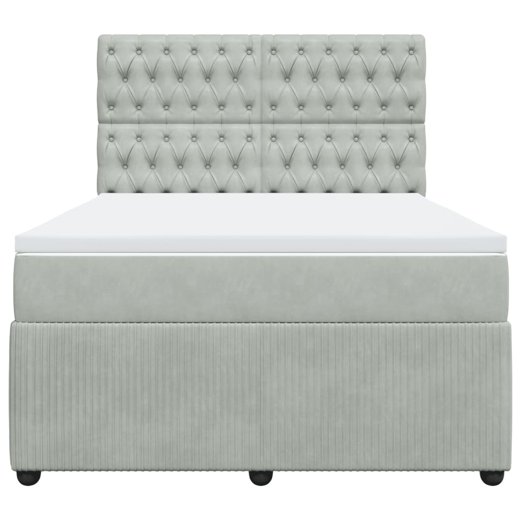 Boxspring met matras fluweel lichtgrijs 140x190 cm Bedden & bedframes | Creëer jouw Trendy Thuis | Gratis bezorgd & Retour | Trendy.nl