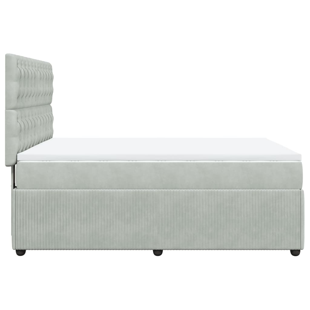 Boxspring met matras fluweel lichtgrijs 140x190 cm Bedden & bedframes | Creëer jouw Trendy Thuis | Gratis bezorgd & Retour | Trendy.nl