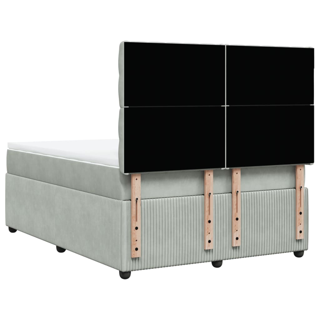 Boxspring met matras fluweel lichtgrijs 140x190 cm Bedden & bedframes | Creëer jouw Trendy Thuis | Gratis bezorgd & Retour | Trendy.nl