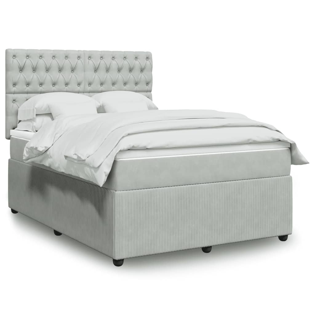 Boxspring met matras fluweel lichtgrijs 140x190 cm Bedden & bedframes | Creëer jouw Trendy Thuis | Gratis bezorgd & Retour | Trendy.nl