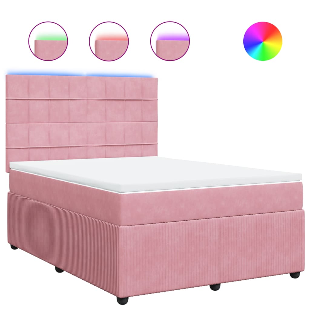 Boxspring met matras fluweel roze 140x200 cm Bedden & bedframes | Creëer jouw Trendy Thuis | Gratis bezorgd & Retour | Trendy.nl