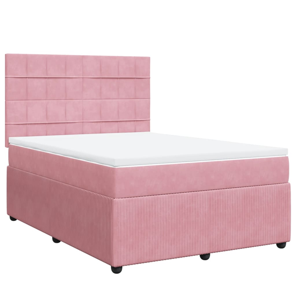 Boxspring met matras fluweel roze 140x200 cm Bedden & bedframes | Creëer jouw Trendy Thuis | Gratis bezorgd & Retour | Trendy.nl