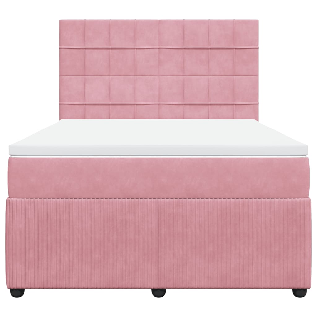 Boxspring met matras fluweel roze 140x200 cm Bedden & bedframes | Creëer jouw Trendy Thuis | Gratis bezorgd & Retour | Trendy.nl