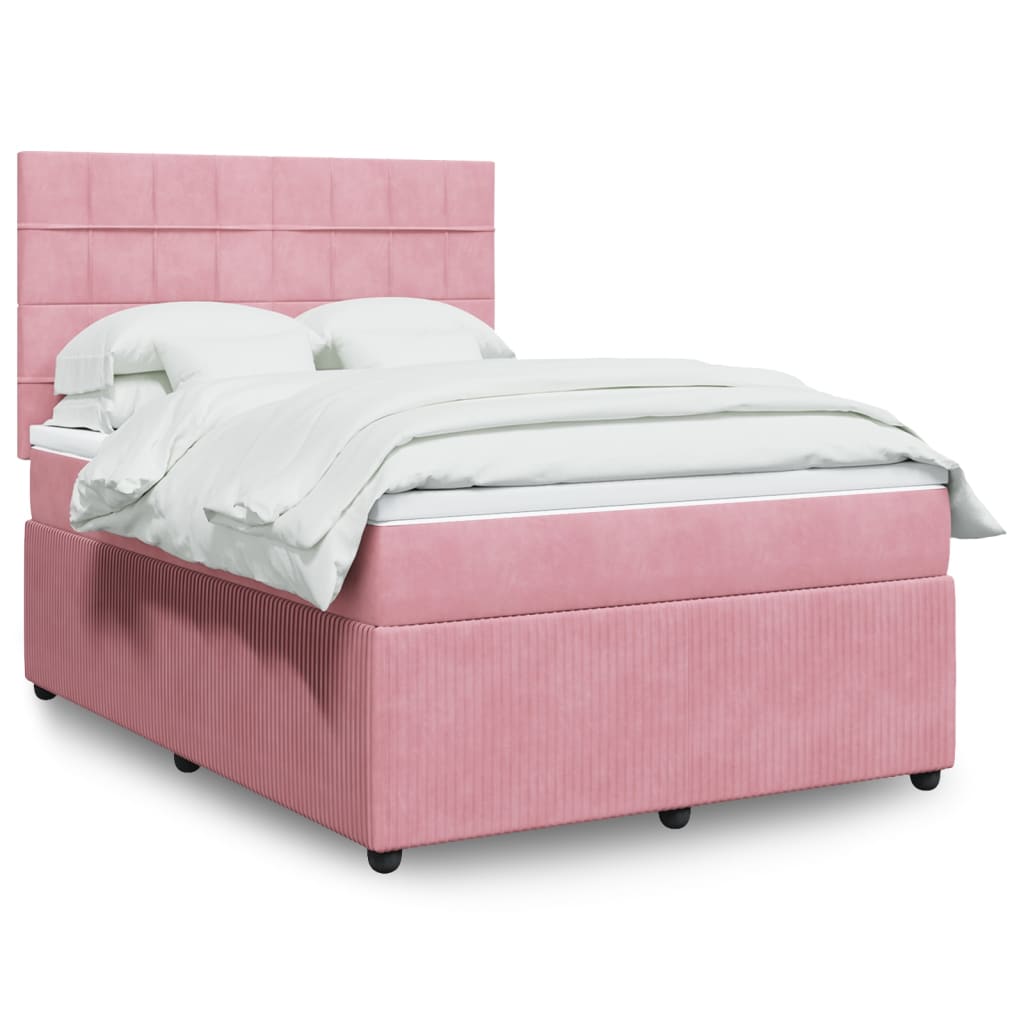 Boxspring met matras fluweel roze 140x200 cm Bedden & bedframes | Creëer jouw Trendy Thuis | Gratis bezorgd & Retour | Trendy.nl