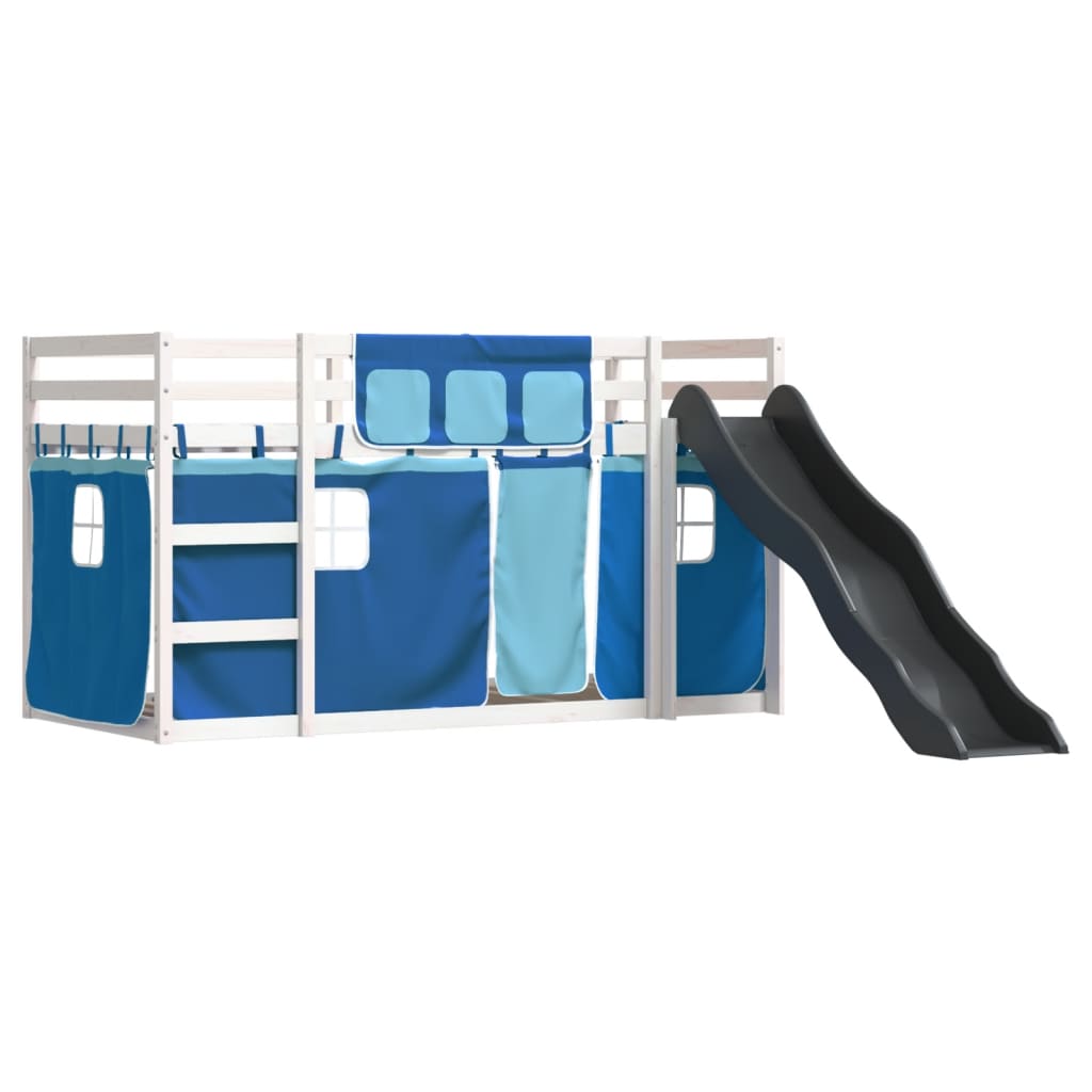 Stapelbed met glijbaan en gordijnen blauw 80x200 cm Bedden & bedframes | Creëer jouw Trendy Thuis | Gratis bezorgd & Retour | Trendy.nl