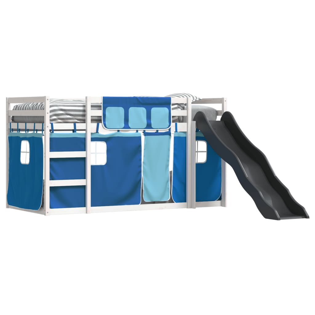 Stapelbed met glijbaan en gordijnen blauw 80x200 cm Bedden & bedframes | Creëer jouw Trendy Thuis | Gratis bezorgd & Retour | Trendy.nl