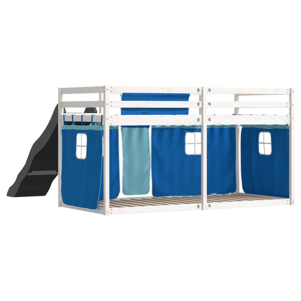 Stapelbed met glijbaan en gordijnen blauw 80x200 cm Bedden & bedframes | Creëer jouw Trendy Thuis | Gratis bezorgd & Retour | Trendy.nl