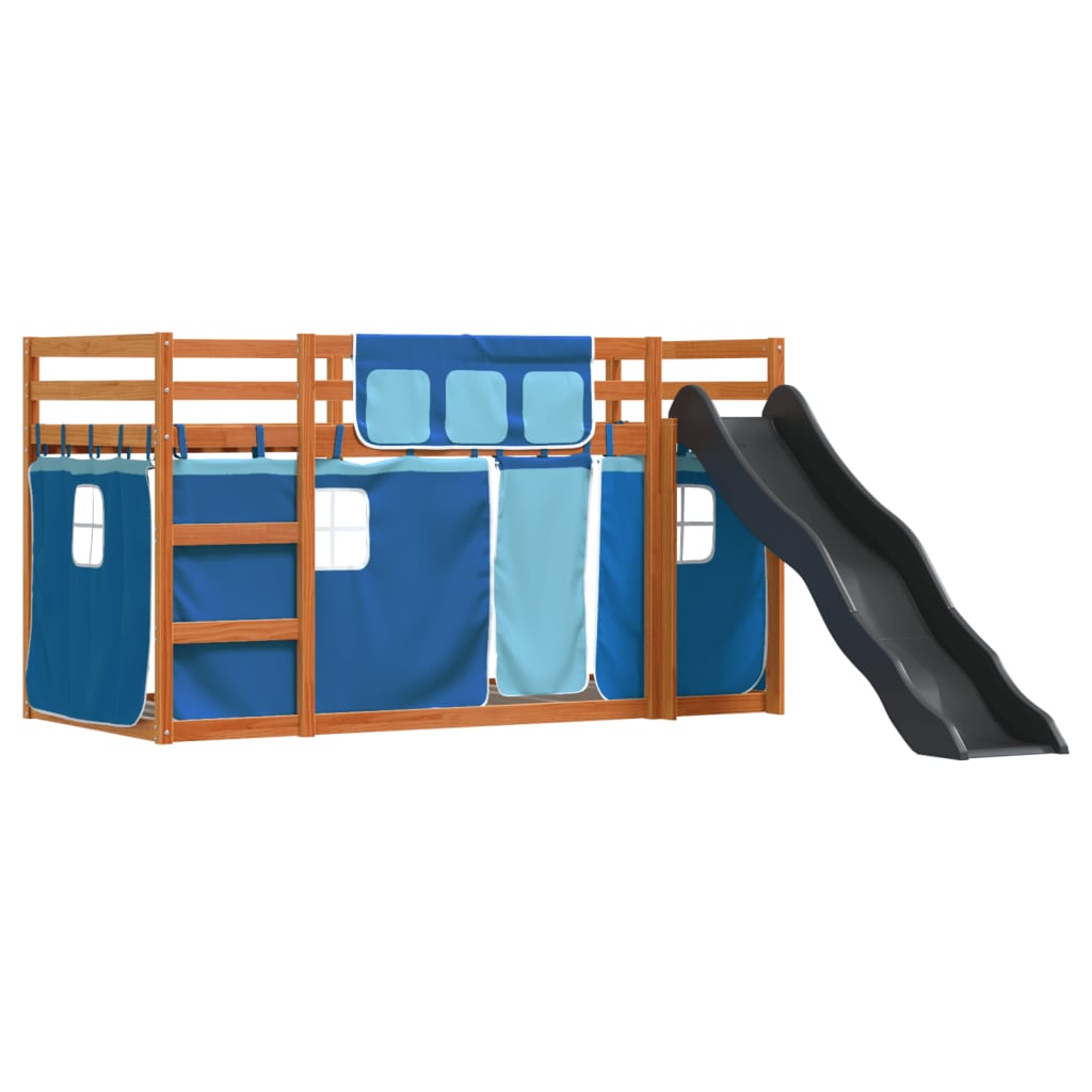 Stapelbed met glijbaan en gordijnen blauw 80x200 cm Bedden & bedframes | Creëer jouw Trendy Thuis | Gratis bezorgd & Retour | Trendy.nl