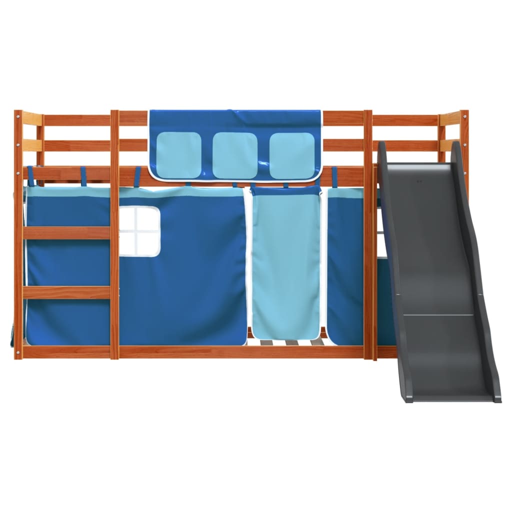 Stapelbed met glijbaan en gordijnen blauw 80x200 cm Bedden & bedframes | Creëer jouw Trendy Thuis | Gratis bezorgd & Retour | Trendy.nl