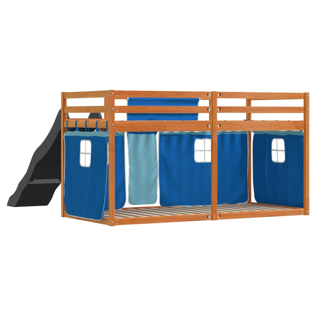 Stapelbed met glijbaan en gordijnen blauw 80x200 cm Bedden & bedframes | Creëer jouw Trendy Thuis | Gratis bezorgd & Retour | Trendy.nl