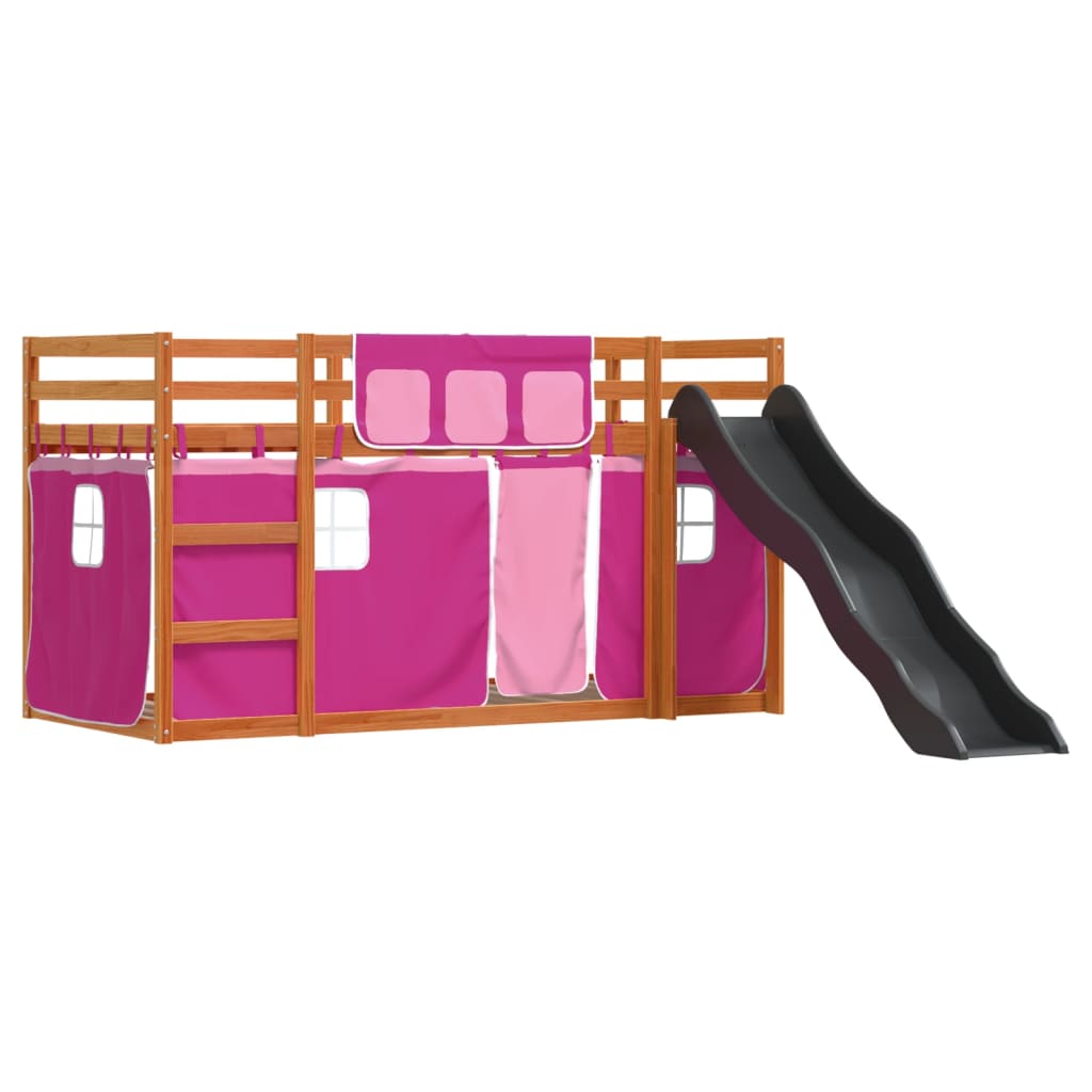 Stapelbed met glijbaan en gordijnen roze 80x200 cm Bedden & bedframes | Creëer jouw Trendy Thuis | Gratis bezorgd & Retour | Trendy.nl