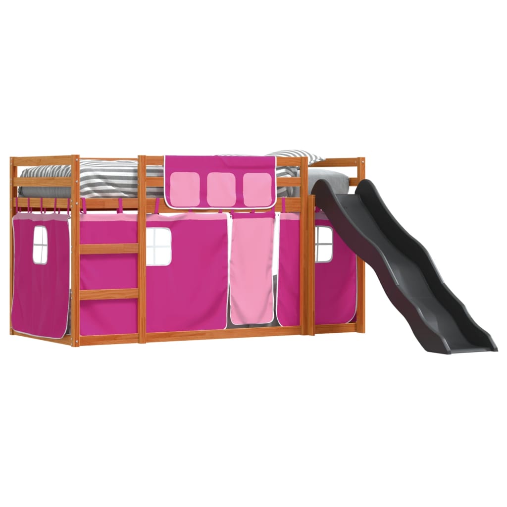 Stapelbed met glijbaan en gordijnen roze 80x200 cm Bedden & bedframes | Creëer jouw Trendy Thuis | Gratis bezorgd & Retour | Trendy.nl