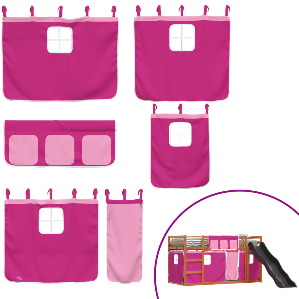 Stapelbed met glijbaan en gordijnen roze 80x200 cm Bedden & bedframes | Creëer jouw Trendy Thuis | Gratis bezorgd & Retour | Trendy.nl