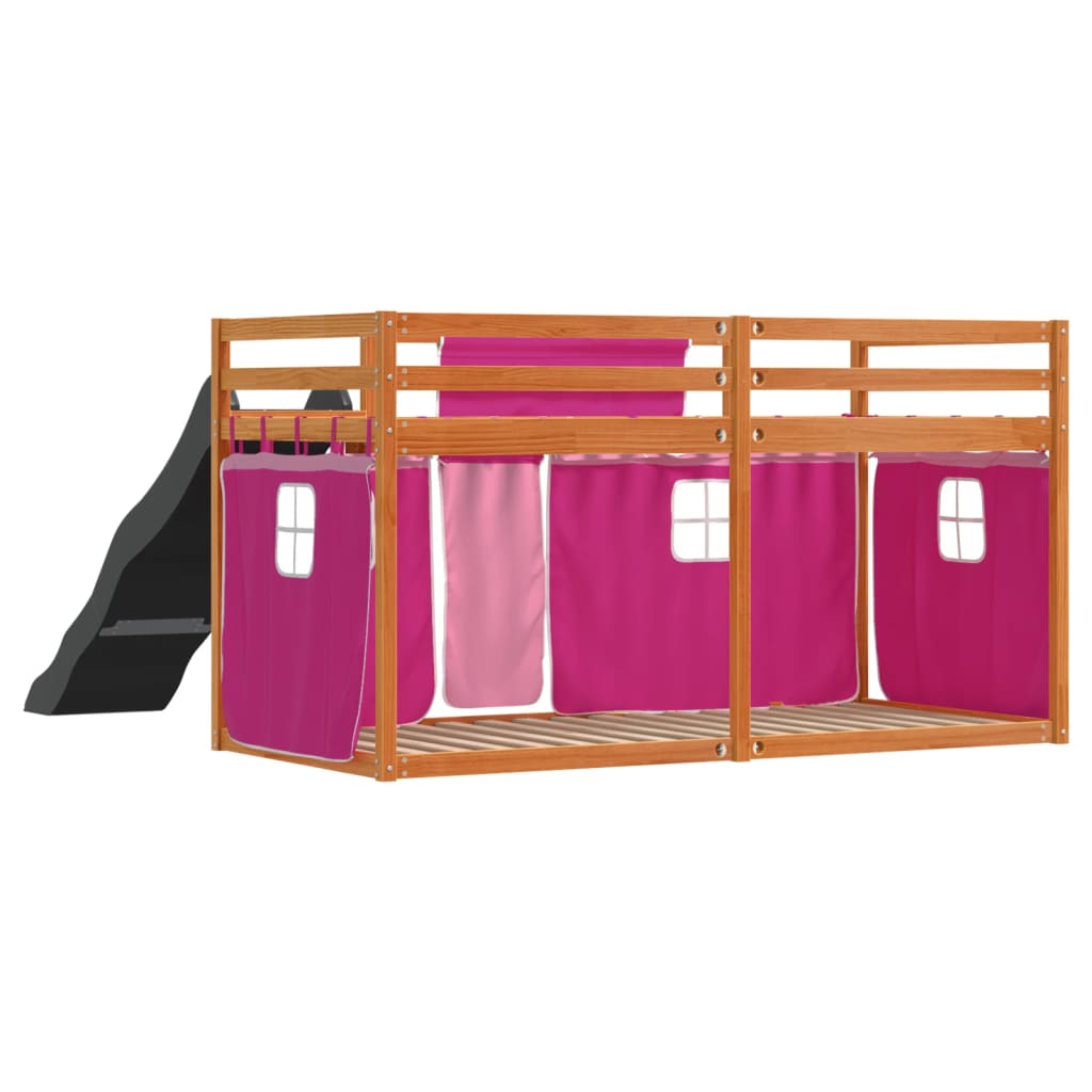 Stapelbed met glijbaan en gordijnen roze 80x200 cm Bedden & bedframes | Creëer jouw Trendy Thuis | Gratis bezorgd & Retour | Trendy.nl