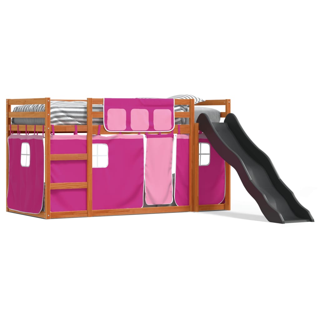 Stapelbed met glijbaan en gordijnen roze 80x200 cm Bedden & bedframes | Creëer jouw Trendy Thuis | Gratis bezorgd & Retour | Trendy.nl