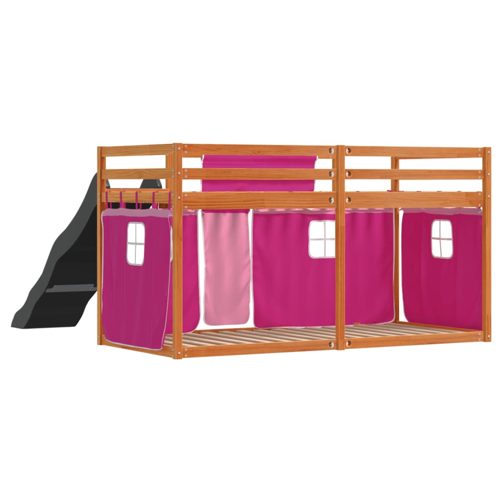 Stapelbed met glijbaan en gordijnen roze 90x190 cm Bedden & bedframes | Creëer jouw Trendy Thuis | Gratis bezorgd & Retour | Trendy.nl