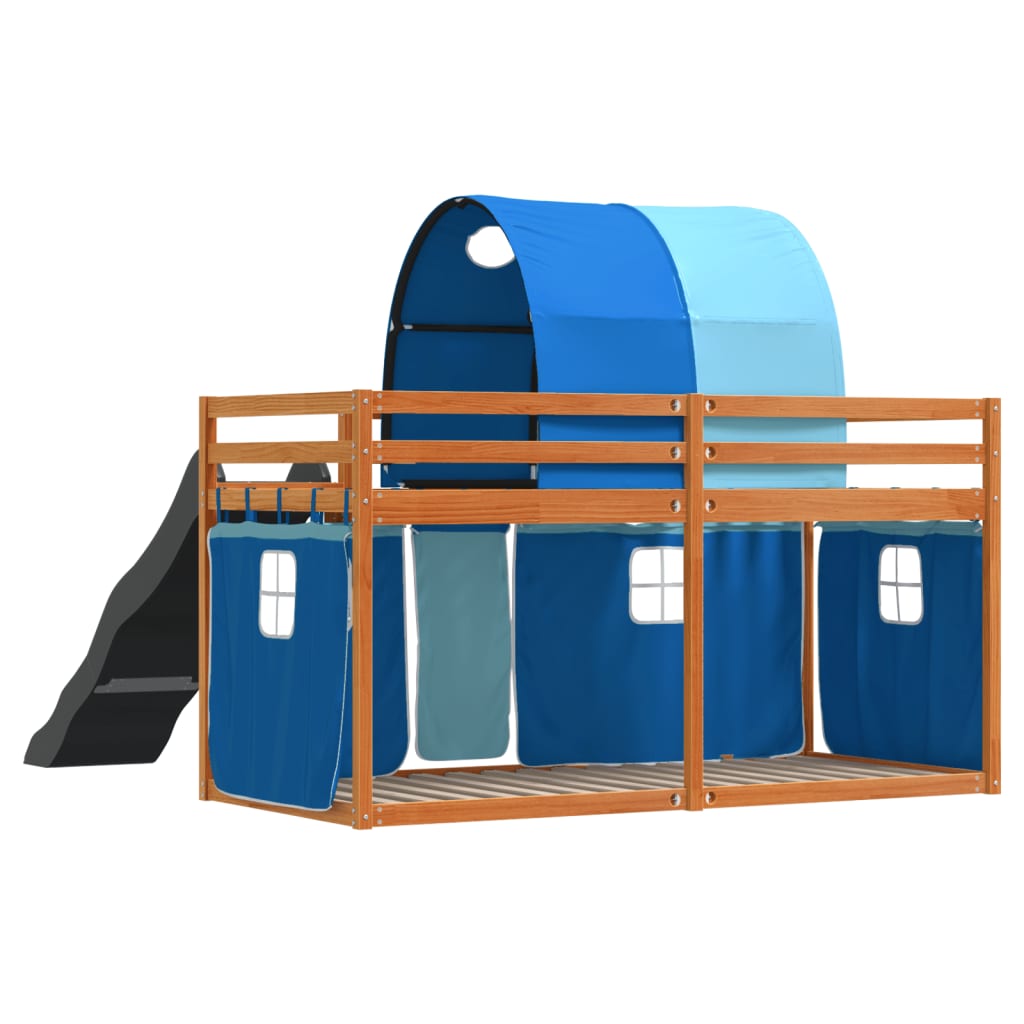 Stapelbed met glijbaan en gordijnen blauw 80x200 cm Bedden & bedframes | Creëer jouw Trendy Thuis | Gratis bezorgd & Retour | Trendy.nl