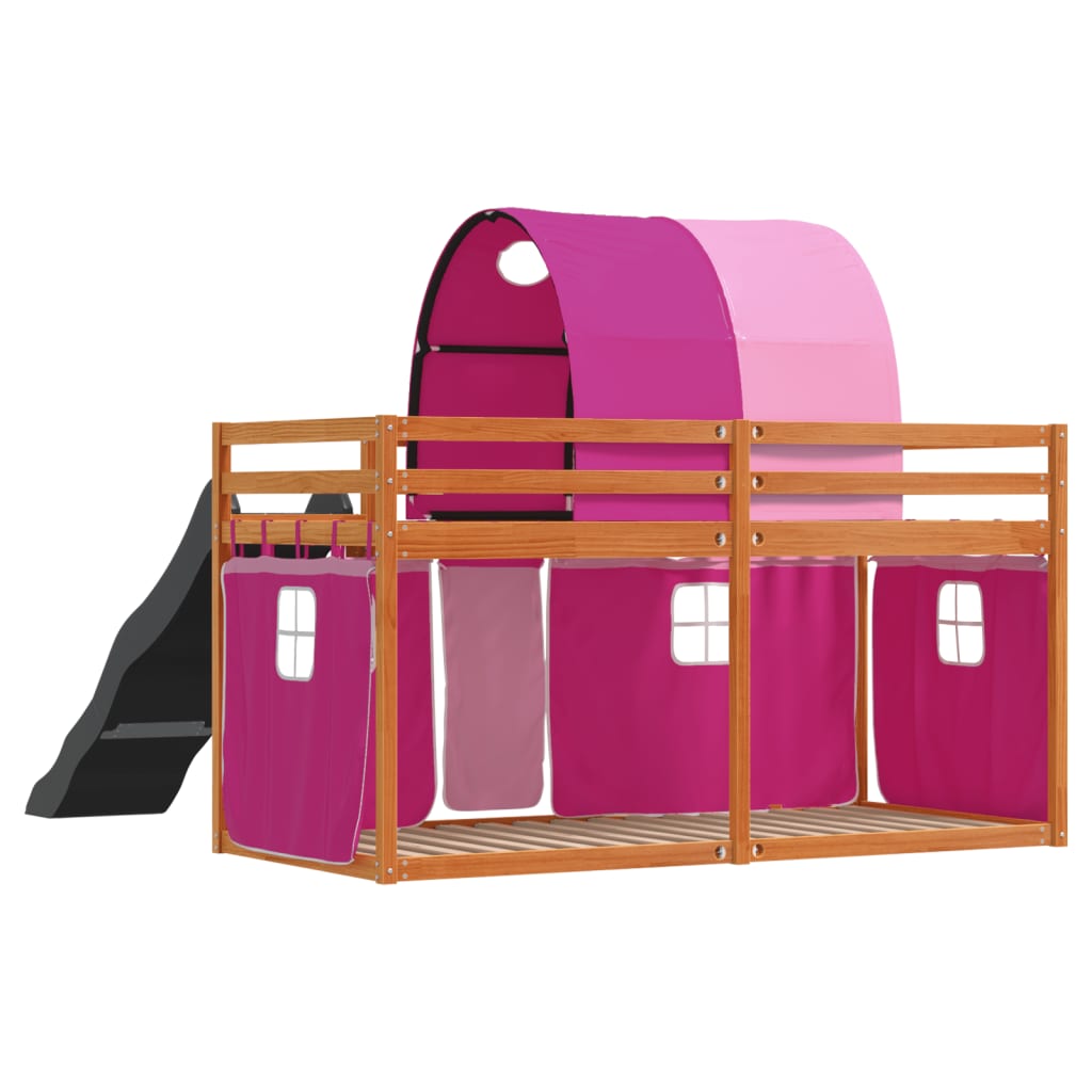 Stapelbed met glijbaan en gordijnen roze 80x200 cm Bedden & bedframes | Creëer jouw Trendy Thuis | Gratis bezorgd & Retour | Trendy.nl