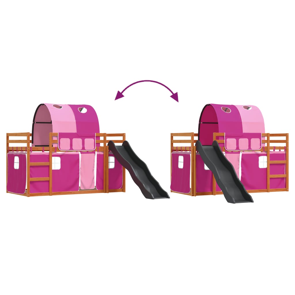 Stapelbed met glijbaan en gordijnen roze 80x200 cm Bedden & bedframes | Creëer jouw Trendy Thuis | Gratis bezorgd & Retour | Trendy.nl