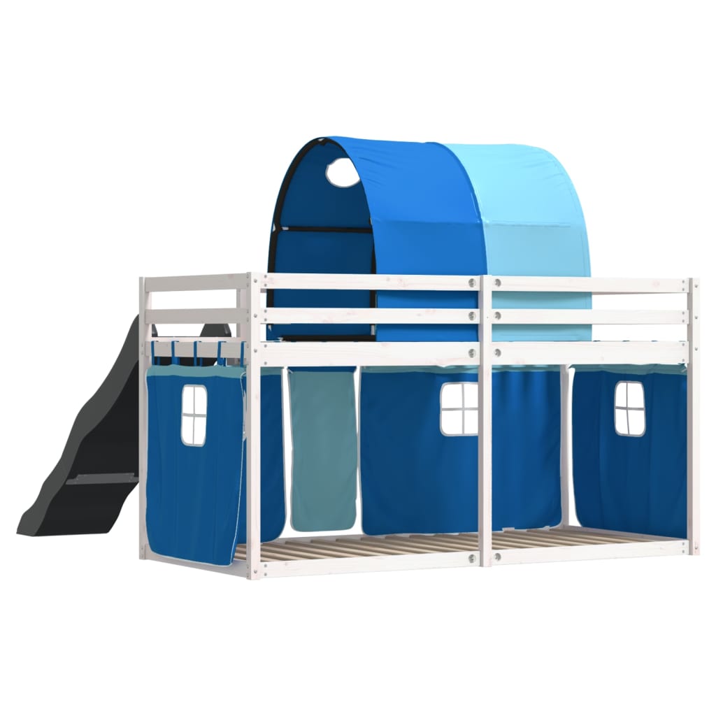 Stapelbed met glijbaan en gordijnen blauw 90x190 cm Bedden & bedframes | Creëer jouw Trendy Thuis | Gratis bezorgd & Retour | Trendy.nl