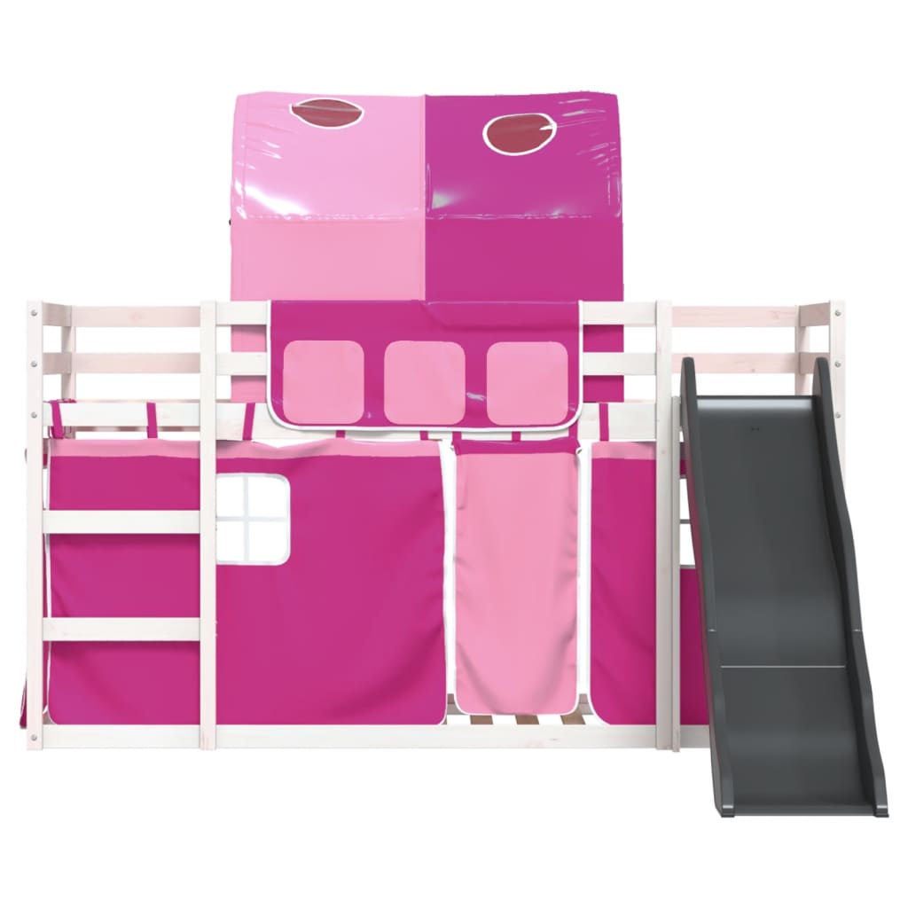 Stapelbed met glijbaan en gordijnen roze 90x190 cm Bedden & bedframes | Creëer jouw Trendy Thuis | Gratis bezorgd & Retour | Trendy.nl