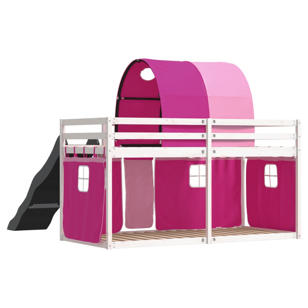 Stapelbed met glijbaan en gordijnen roze 90x190 cm Bedden & bedframes | Creëer jouw Trendy Thuis | Gratis bezorgd & Retour | Trendy.nl