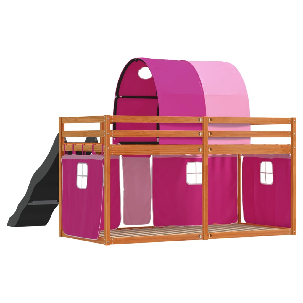 Stapelbed met glijbaan en gordijnen roze 90x190 cm Bedden & bedframes | Creëer jouw Trendy Thuis | Gratis bezorgd & Retour | Trendy.nl