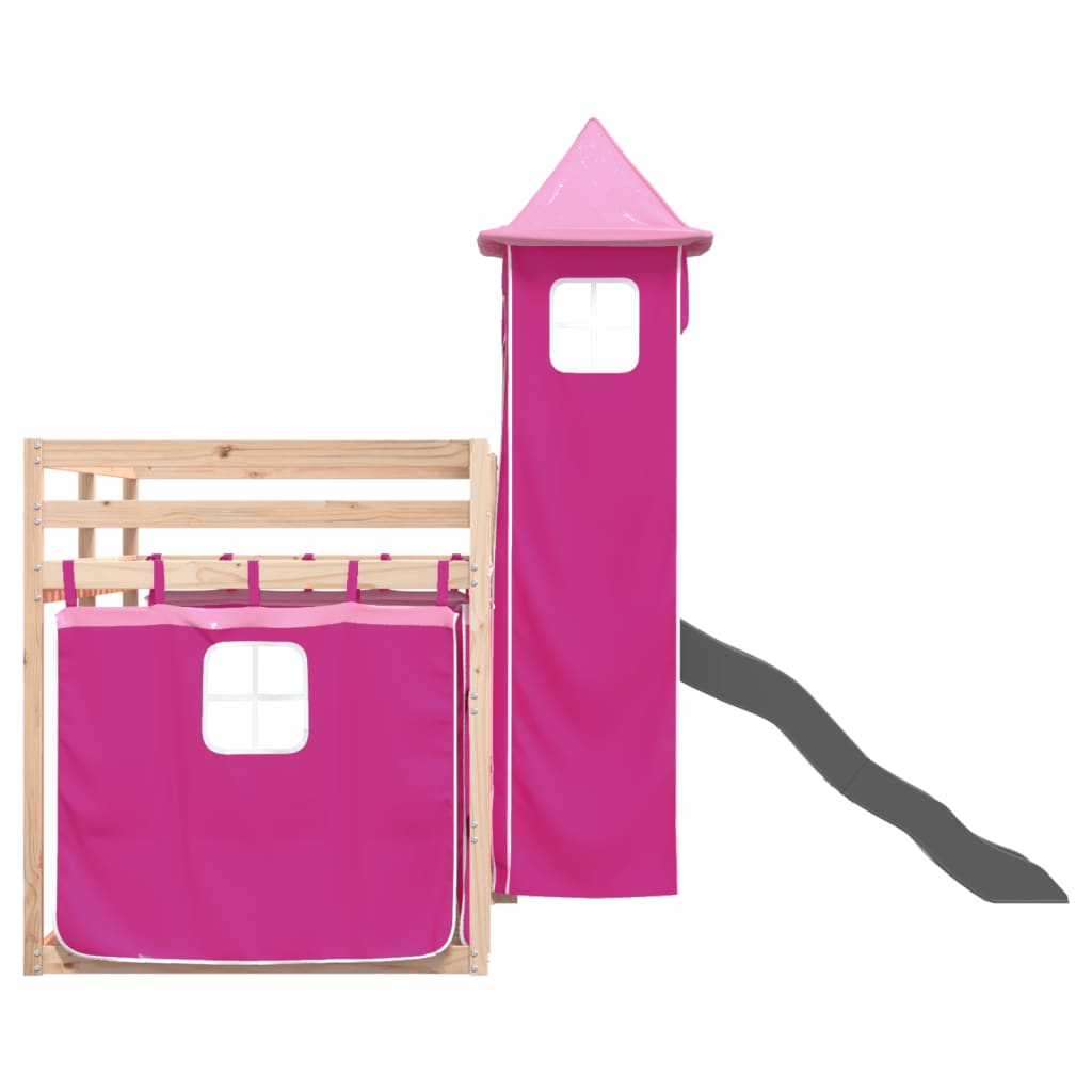 Stapelbed met glijbaan en gordijnen roze 90x200 cm Bedden & bedframes | Creëer jouw Trendy Thuis | Gratis bezorgd & Retour | Trendy.nl