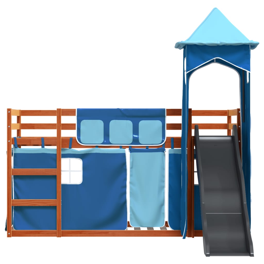 Stapelbed met glijbaan en gordijnen blauw 90x200 cm Bedden & bedframes | Creëer jouw Trendy Thuis | Gratis bezorgd & Retour | Trendy.nl