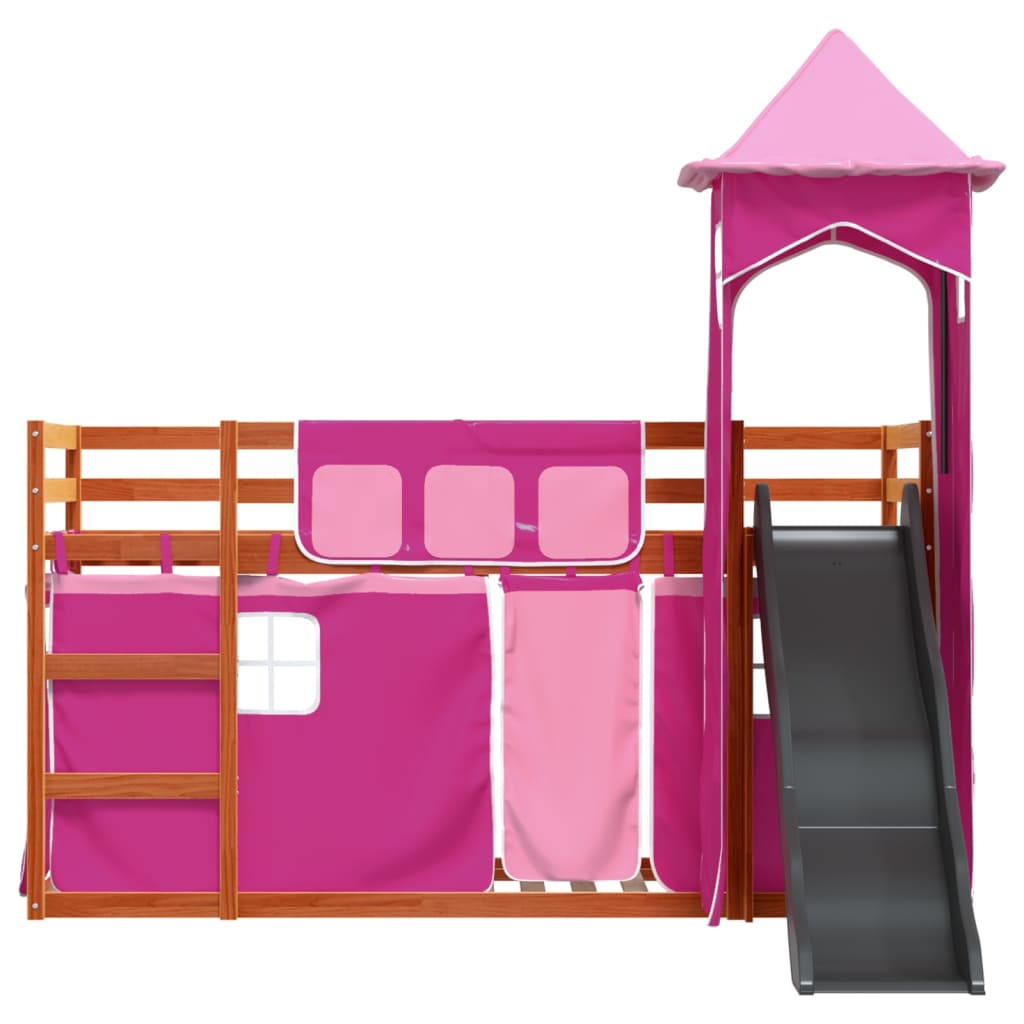 Stapelbed met glijbaan en gordijnen roze 80x200 cm Bedden & bedframes | Creëer jouw Trendy Thuis | Gratis bezorgd & Retour | Trendy.nl