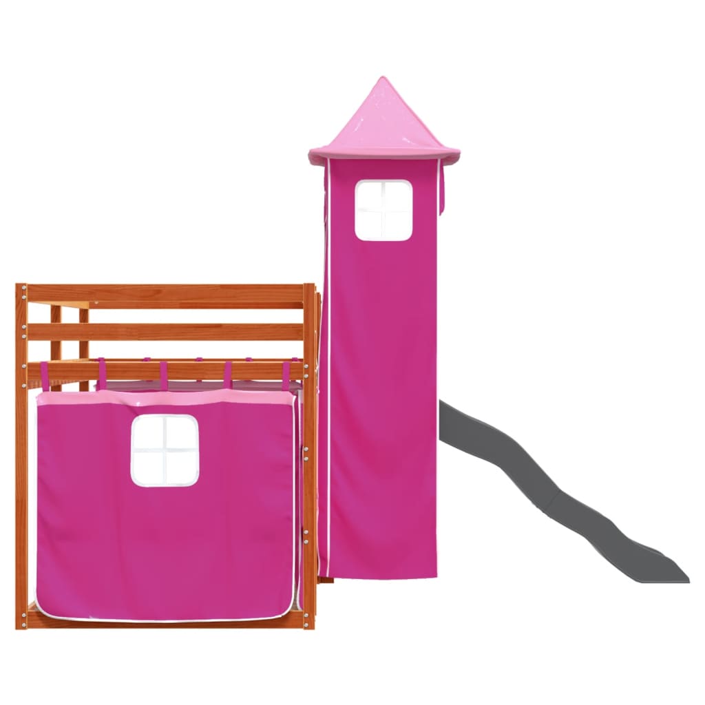 Stapelbed met glijbaan en gordijnen roze 80x200 cm Bedden & bedframes | Creëer jouw Trendy Thuis | Gratis bezorgd & Retour | Trendy.nl