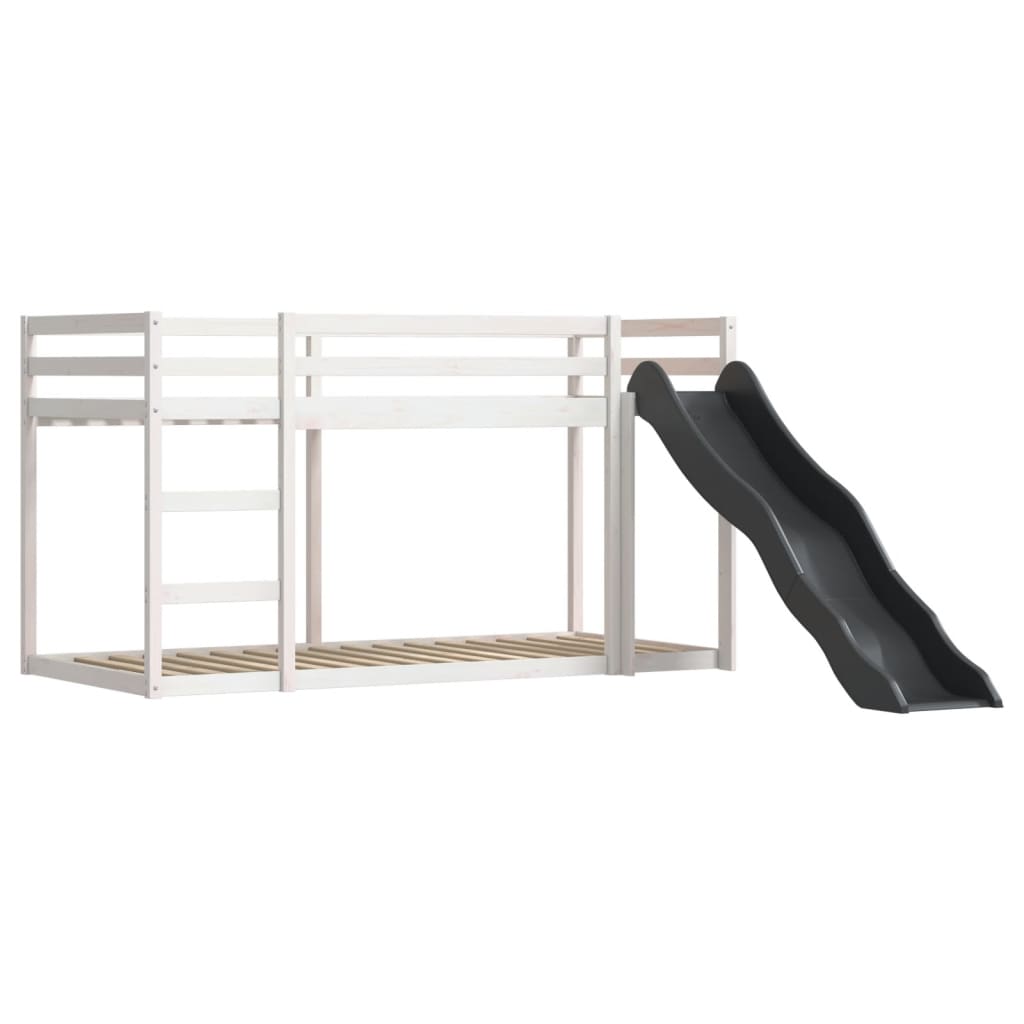 Stapelbed met glijbaan en gordijnen wit en zwart 90x190 cm Bedden & bedframes | Creëer jouw Trendy Thuis | Gratis bezorgd & Retour | Trendy.nl