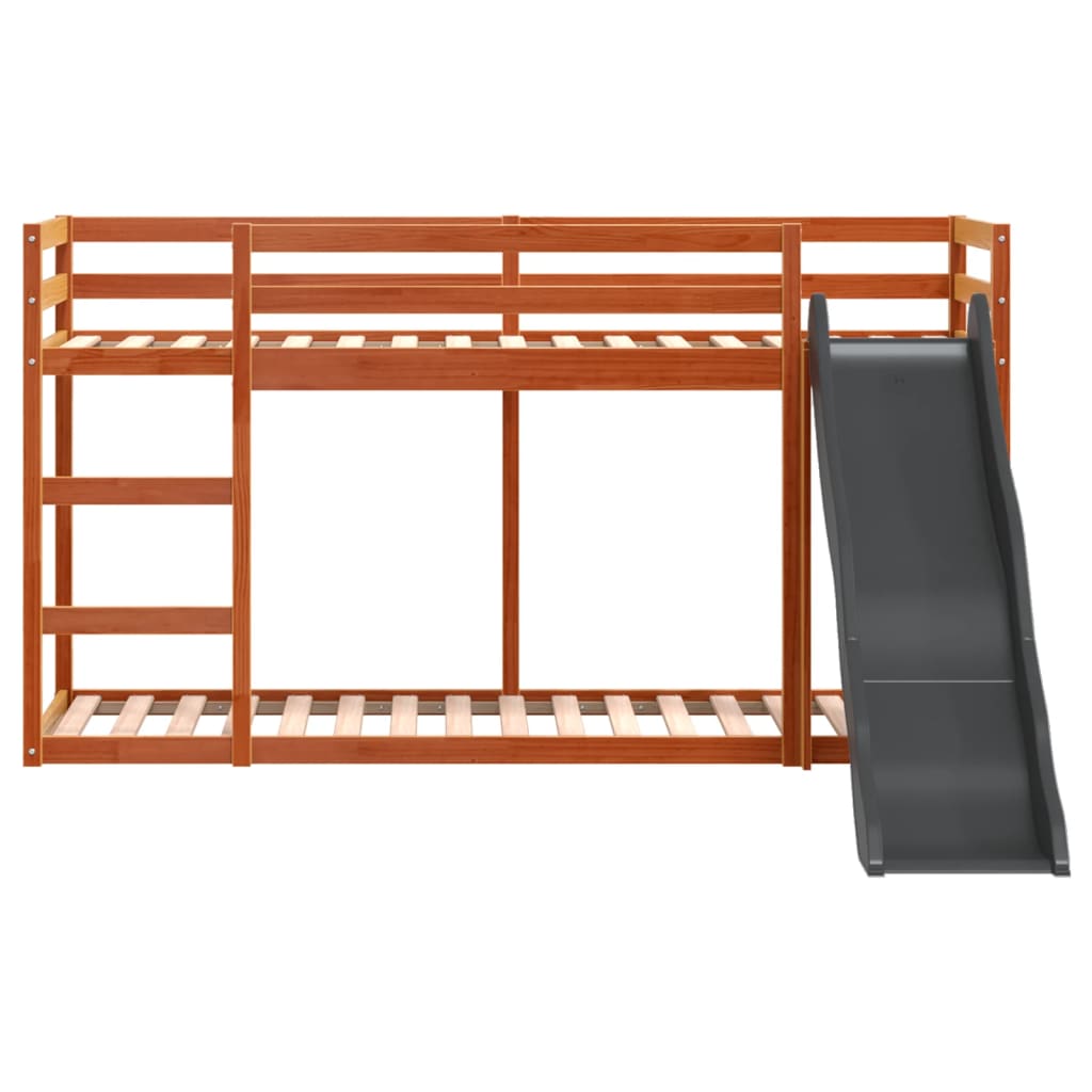 Stapelbed met glijbaan en ladder grenenhout wasbruin 90x200 cm Bedden & bedframes | Creëer jouw Trendy Thuis | Gratis bezorgd & Retour | Trendy.nl