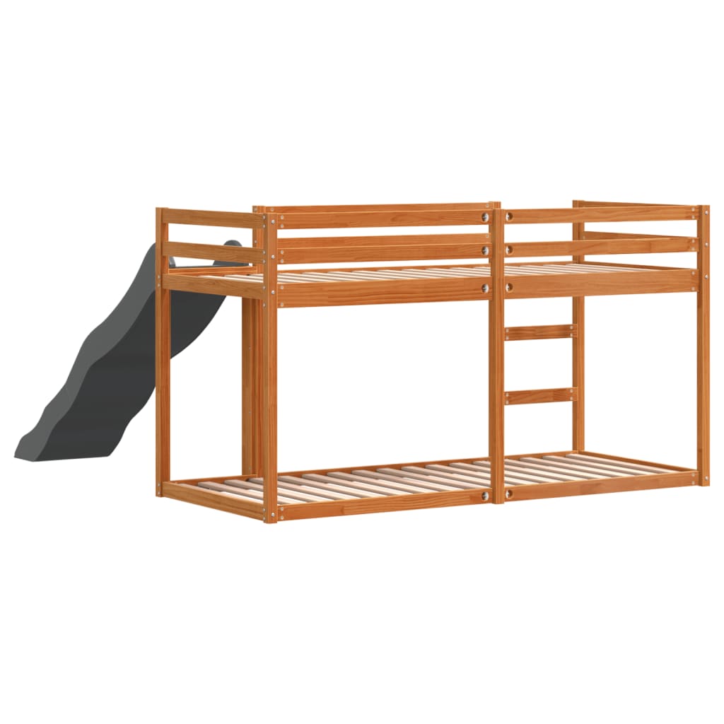 Stapelbed met glijbaan en ladder grenenhout wasbruin 90x200 cm Bedden & bedframes | Creëer jouw Trendy Thuis | Gratis bezorgd & Retour | Trendy.nl