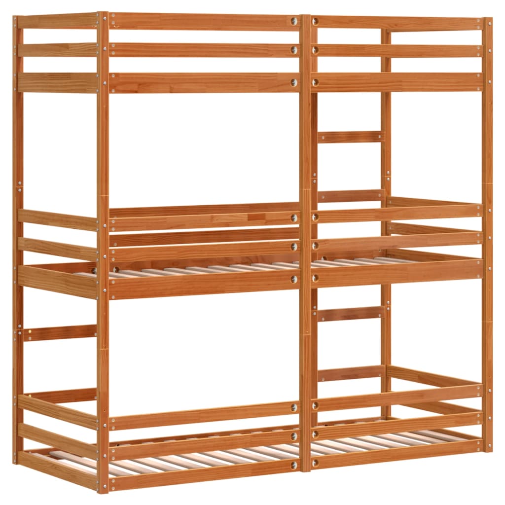 Stapelbed 3-persoons massief grenenhout wasbruin 80x200 cm Bedden & bedframes | Creëer jouw Trendy Thuis | Gratis bezorgd & Retour | Trendy.nl