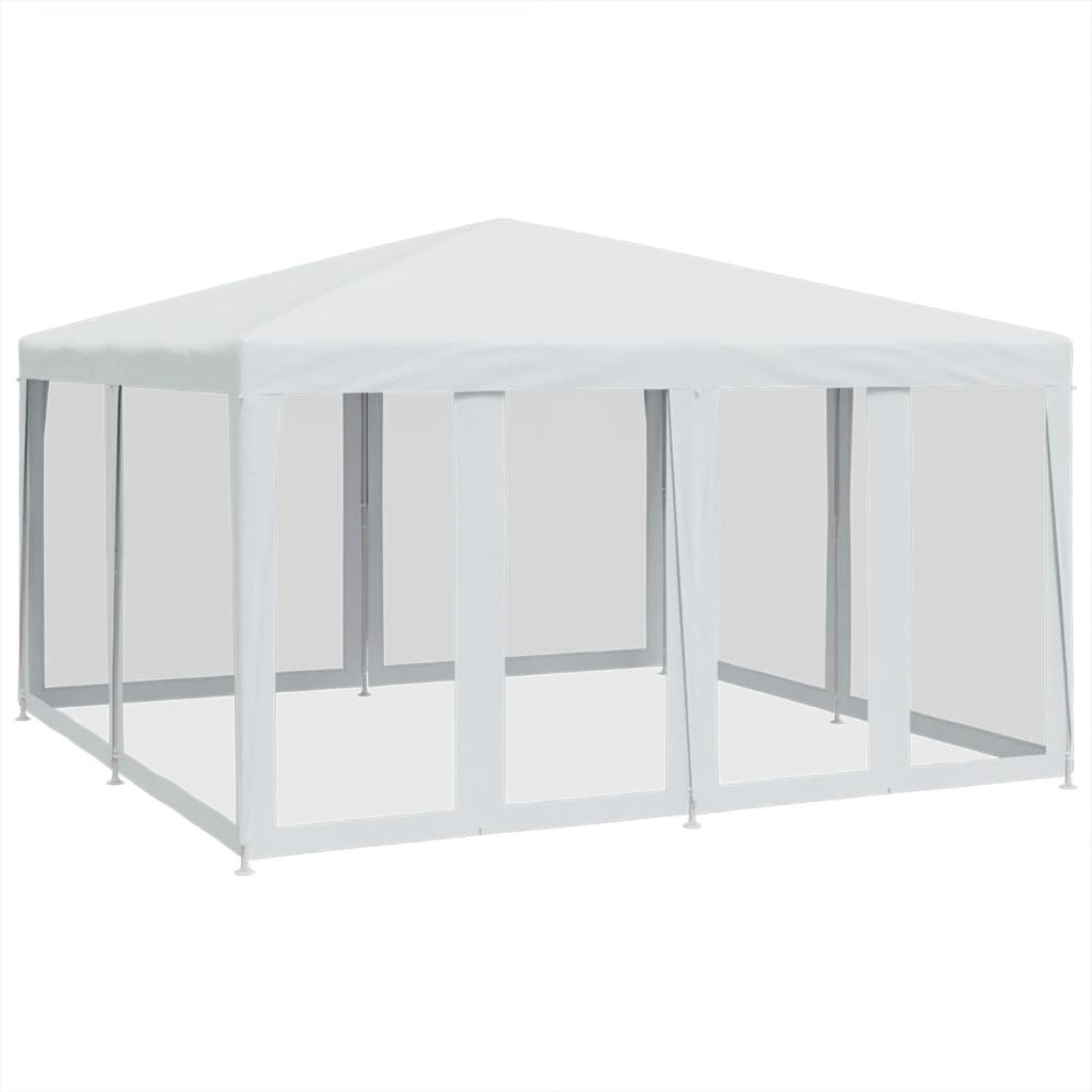 Partytent met 8 mesh zijwanden 4x4 m HDPE wit