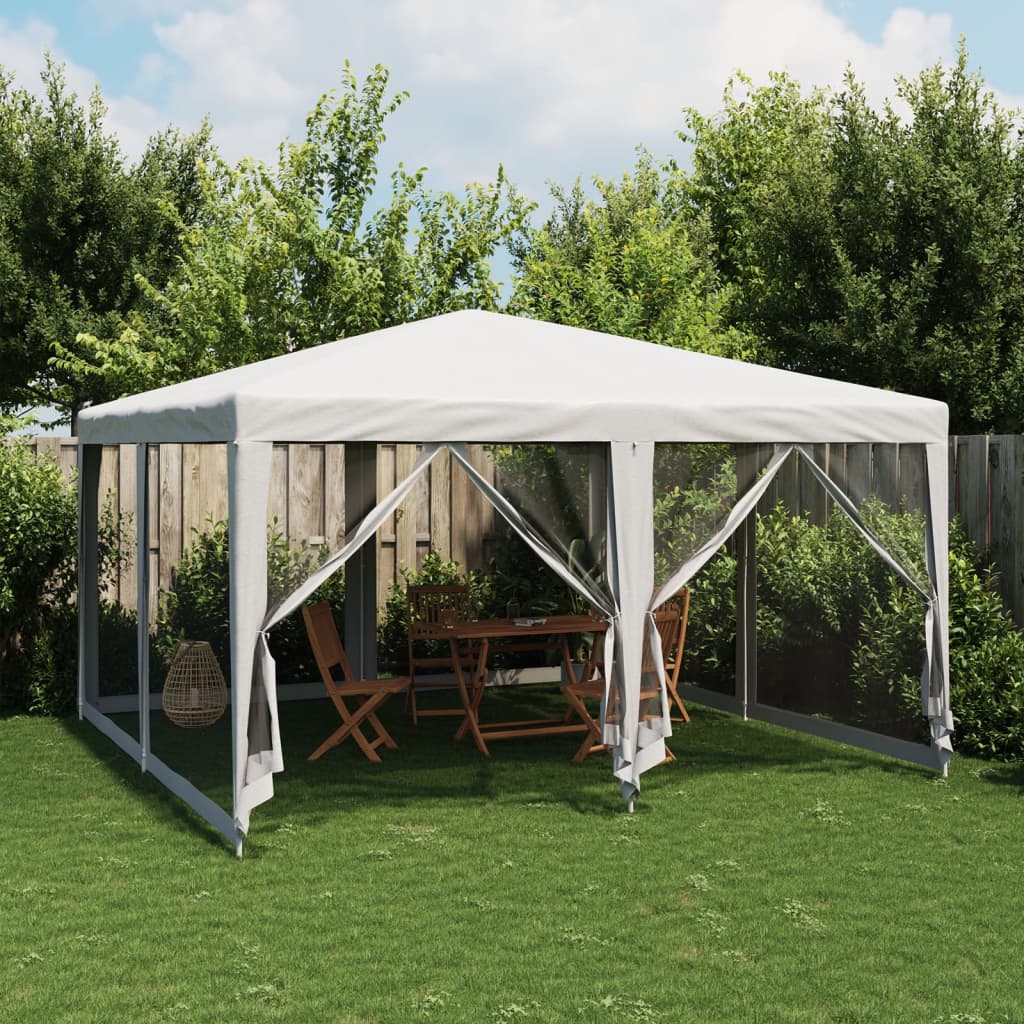 Partytent met 8 mesh zijwanden 4x4 m HDPE wit