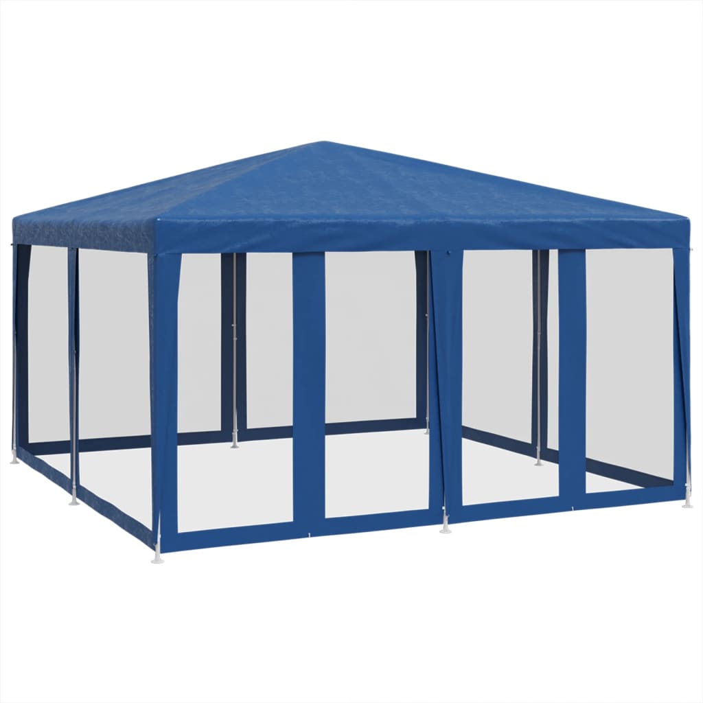 Partytent met 8 mesh zijwanden 4x4 m HDPE blauw