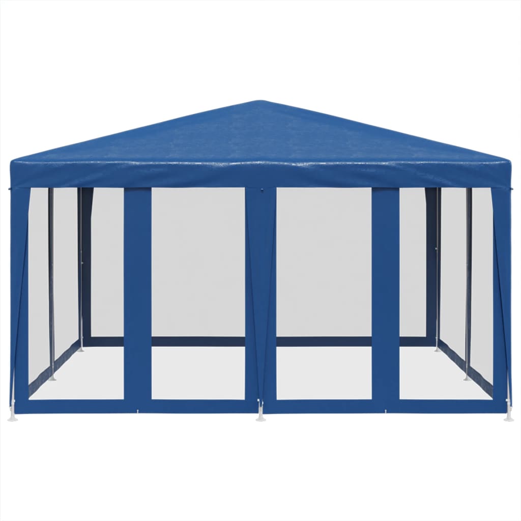 Partytent met 8 mesh zijwanden 4x4 m HDPE blauw