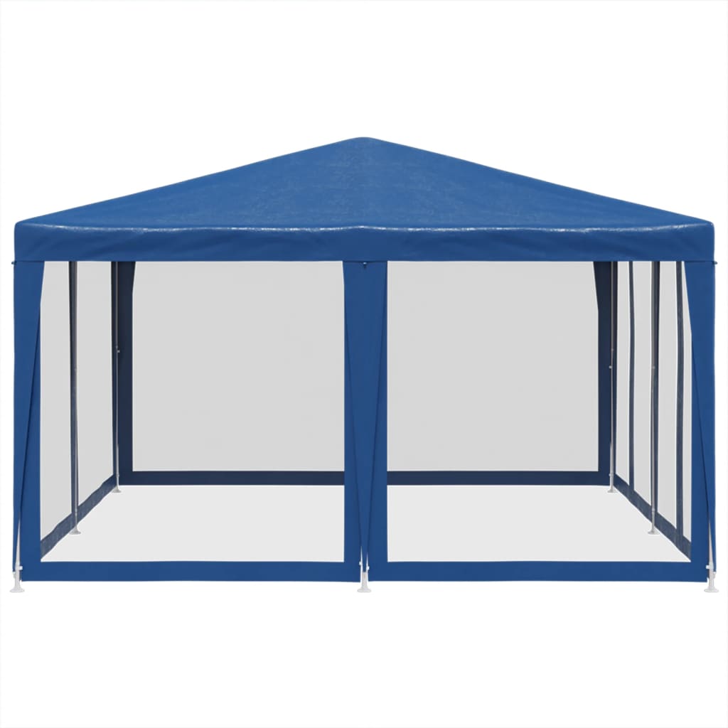 Partytent met 8 mesh zijwanden 4x4 m HDPE blauw